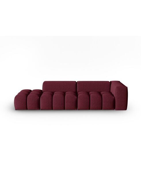 Canapé modulable gauche Lorella en tissu structurel 4 places bordeaux - 265x85x70 cm