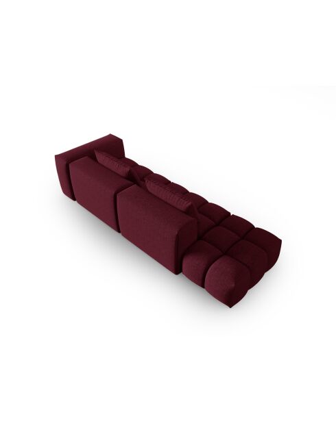 Canapé modulable gauche Lorella en tissu structurel 4 places bordeaux - 265x85x70 cm