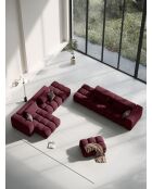 Canapé modulable gauche Lorella en tissu structurel 4 places bordeaux - 265x85x70 cm