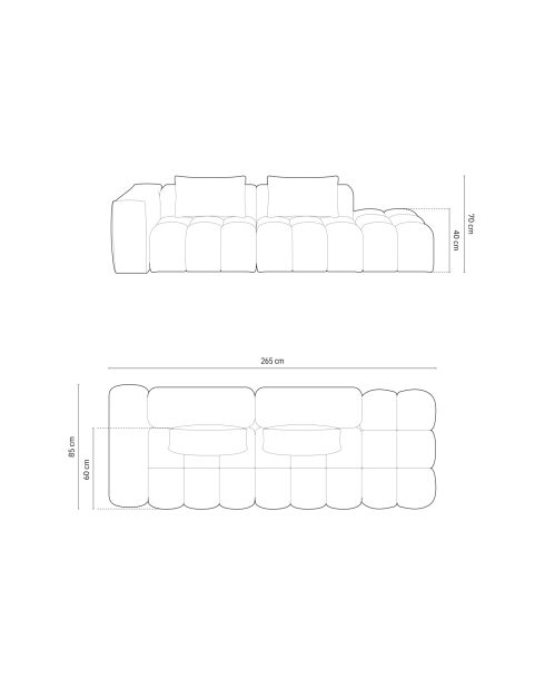 Canapé modulable gauche Lorella en tissu structurel 4 places bordeaux - 265x85x70 cm