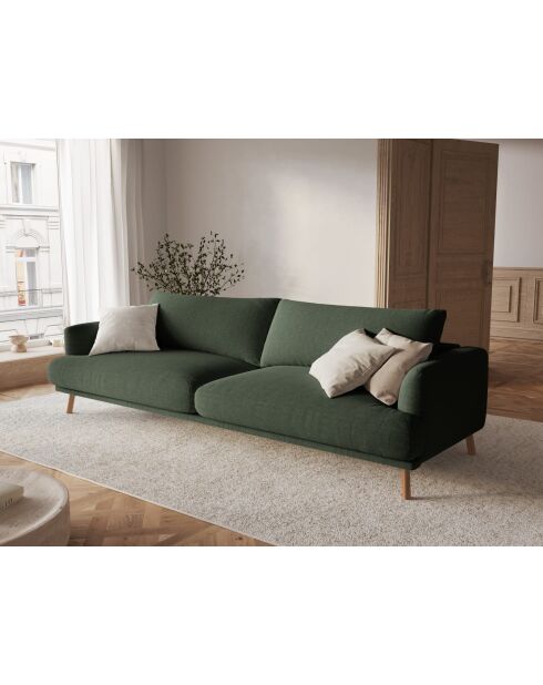 Sofa Margot aus moosgrünem 4-Sitzer-Strukturstoff - 230x95x75 cm