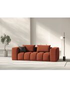 Modulares Sofa Lorella aus korallenrotem 3-Sitzer-Strukturstoff - 200x85x70 cm