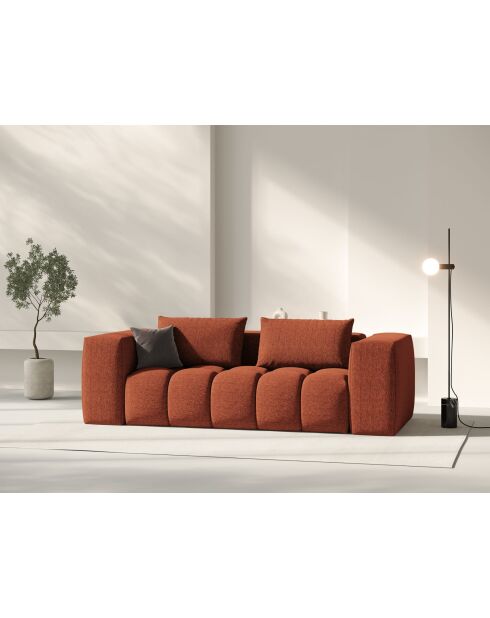 Modulares Sofa Lorella aus korallenrotem 3-Sitzer-Strukturstoff - 200x85x70 cm