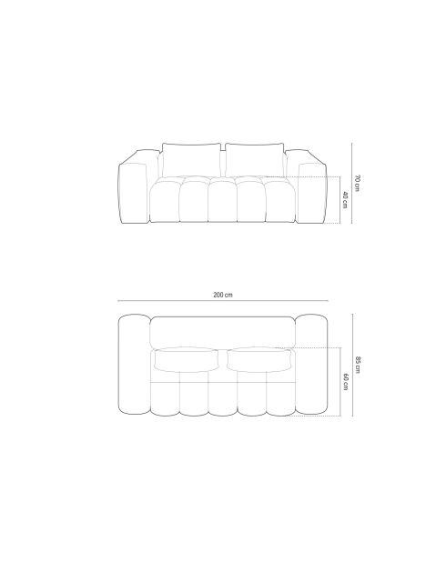 Modulares Sofa Lorella aus korallenrotem 3-Sitzer-Strukturstoff - 200x85x70 cm