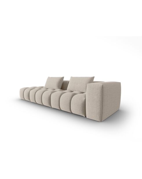 Lorella modulaire linkerbank in structuurstof 4 zitplaatsen zand - 265x85x70 cm