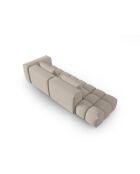 Lorella modulaire linkerbank in structuurstof 4 zitplaatsen zand - 265x85x70 cm