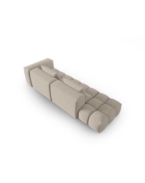 Lorella modulaire linkerbank in structuurstof 4 zitplaatsen zand - 265x85x70 cm