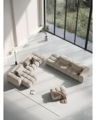 Lorella modulaire linkerbank in structuurstof 4 zitplaatsen zand - 265x85x70 cm