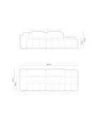Lorella modulaire linkerbank in structuurstof 4 zitplaatsen zand - 265x85x70 cm