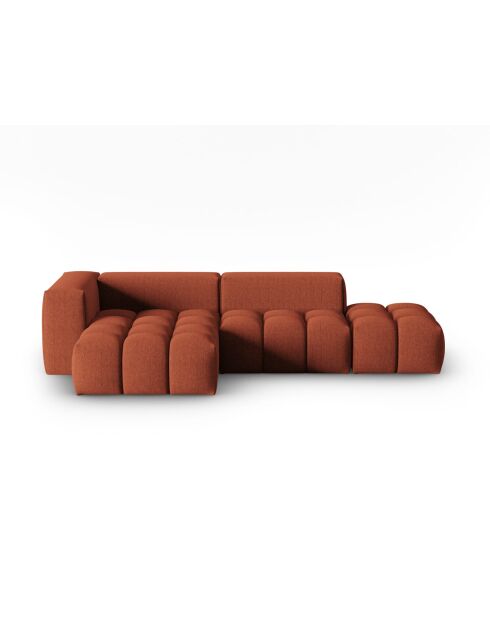 Modulares linkes Ecksofa Lorella aus Strukturstoff 4 Sitze korallenrot - 265x145x70 cm