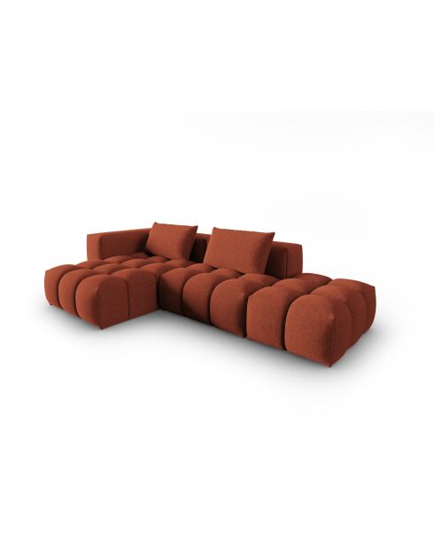 Modulares linkes Ecksofa Lorella aus Strukturstoff 4 Sitze korallenrot - 265x145x70 cm