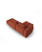 Modulares linkes Ecksofa Lorella aus Strukturstoff 4 Sitze korallenrot - 265x145x70 cm