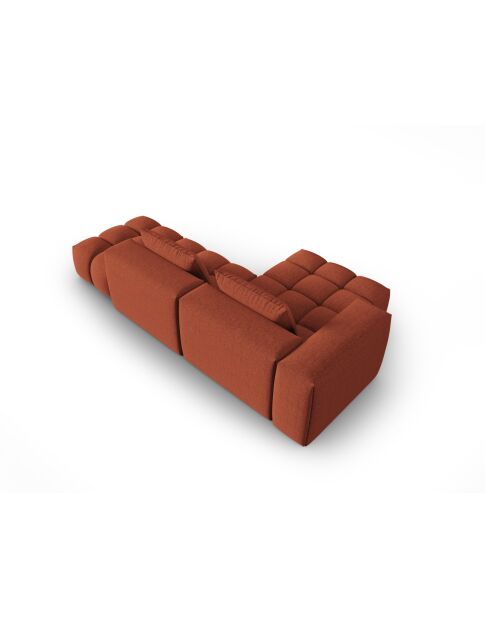 Modulares linkes Ecksofa Lorella aus Strukturstoff 4 Sitze korallenrot - 265x145x70 cm