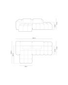 Modulares linkes Ecksofa Lorella aus Strukturstoff 4 Sitze korallenrot - 265x145x70 cm