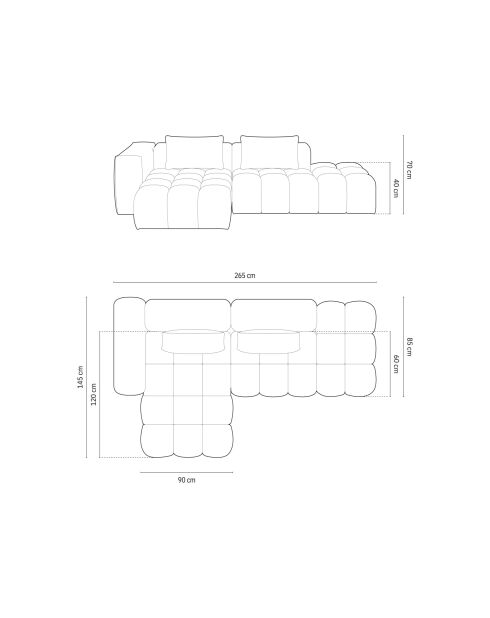 Modulares linkes Ecksofa Lorella aus Strukturstoff 4 Sitze korallenrot - 265x145x70 cm