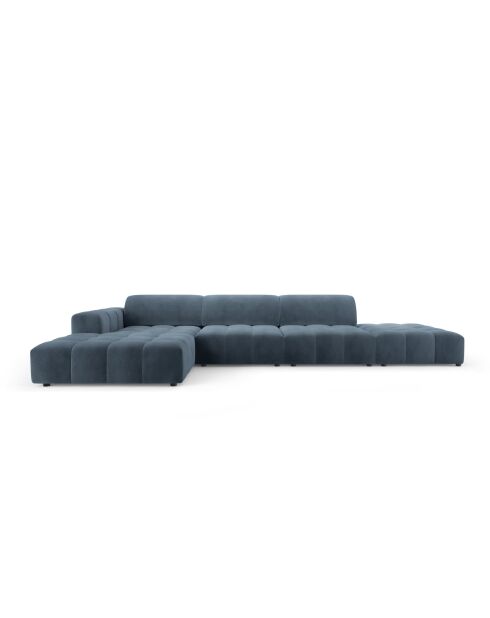 Ecksofa Luc links aus Strukturstoff 5 Sitze dunkelblau - 342x163x77 cm