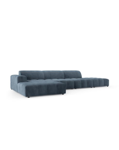 Ecksofa Luc links aus Strukturstoff 5 Sitze dunkelblau - 342x163x77 cm