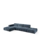 Ecksofa Luc links aus Strukturstoff 5 Sitze dunkelblau - 342x163x77 cm