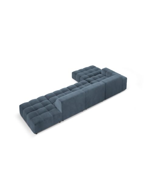 Ecksofa Luc links aus Strukturstoff 5 Sitze dunkelblau - 342x163x77 cm