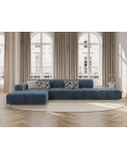 Ecksofa Luc links aus Strukturstoff 5 Sitze dunkelblau - 342x163x77 cm