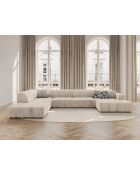 Luc panoramische hoekbank links open in structuurstof 7 zitplaatsen zand - 361x259x77 cm
