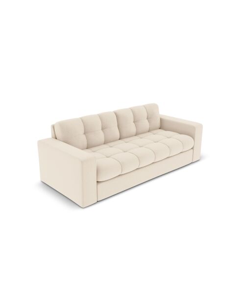 Canapé Yohan en tissu structurel 2 places beige clair - 162x90x72 cm