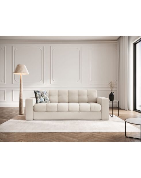 Canapé Yohan en tissu structurel 2 places beige clair - 162x90x72 cm