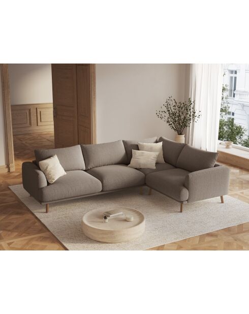 Rechtes Ecksofa Margot aus Strukturstoff, 5-Sitzer, Cappuccino, 280 x 195 x 75 cm