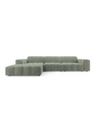 Ecksofa Luc links aus Strukturstoff 4 Sitze in dunklem Olivgrün - 284 x 163 x 77 cm