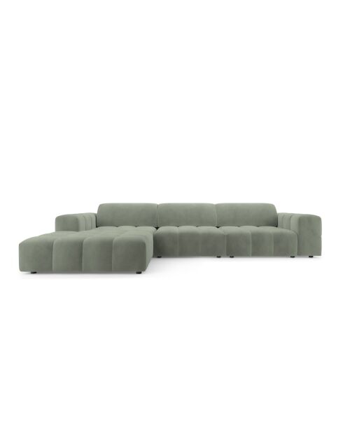Ecksofa Luc links aus Strukturstoff 4 Sitze in dunklem Olivgrün - 284 x 163 x 77 cm