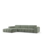Ecksofa Luc links aus Strukturstoff 4 Sitze in dunklem Olivgrün - 284 x 163 x 77 cm