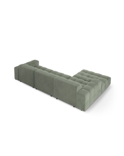 Ecksofa Luc links aus Strukturstoff 4 Sitze in dunklem Olivgrün - 284 x 163 x 77 cm