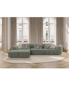 Ecksofa Luc links aus Strukturstoff 4 Sitze in dunklem Olivgrün - 284 x 163 x 77 cm