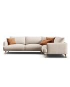 Rechtes Ecksofa Margot aus beigefarbenem 5-Sitzer-Strukturstoff - 280x195x75 cm