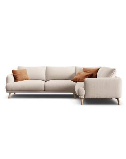 Rechtes Ecksofa Margot aus beigefarbenem 5-Sitzer-Strukturstoff - 280x195x75 cm
