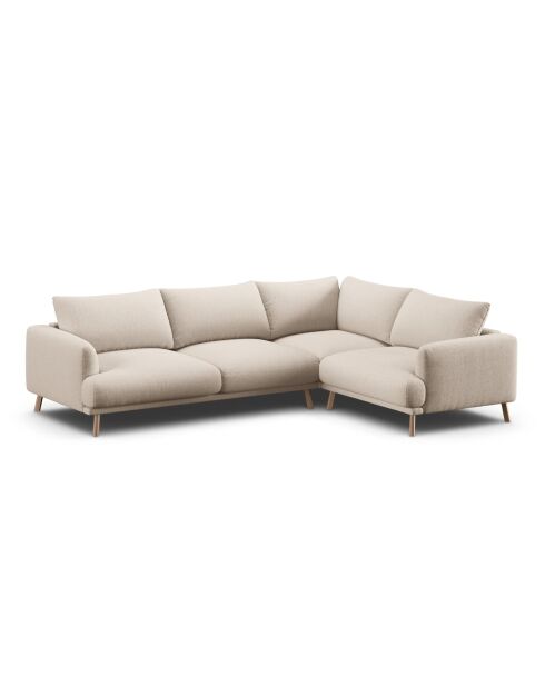 Rechtes Ecksofa Margot aus beigefarbenem 5-Sitzer-Strukturstoff - 280x195x75 cm