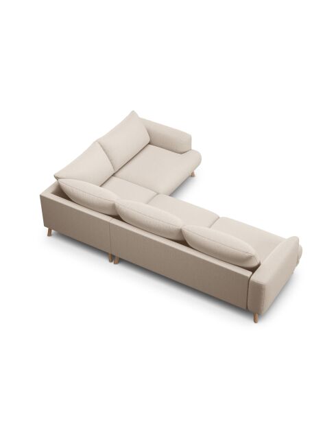 Rechtes Ecksofa Margot aus beigefarbenem 5-Sitzer-Strukturstoff - 280x195x75 cm