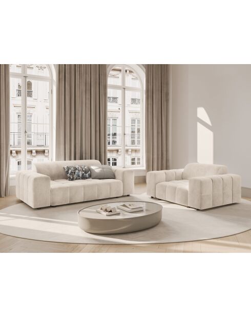Canapé Luc en tissu structurel 2 places le sable - 178x99x77 cm