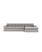 Yohan rechtes Ecksofa aus Strukturstoff 4 Sitze hellgrau - 236x160x72 cm
