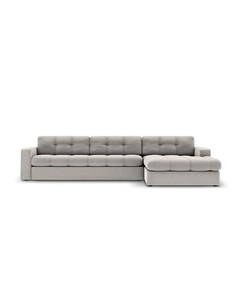Yohan rechtes Ecksofa aus Strukturstoff 4 Sitze hellgrau - 236x160x72 cm