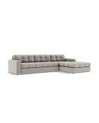Yohan rechtes Ecksofa aus Strukturstoff 4 Sitze hellgrau - 236x160x72 cm
