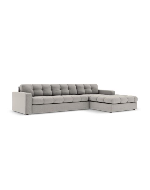 Yohan rechtes Ecksofa aus Strukturstoff 4 Sitze hellgrau - 236x160x72 cm