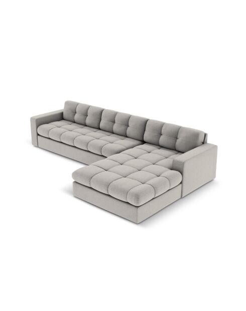 Yohan rechtes Ecksofa aus Strukturstoff 4 Sitze hellgrau - 236x160x72 cm