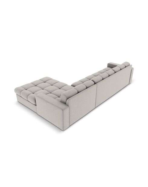 Yohan rechtes Ecksofa aus Strukturstoff 4 Sitze hellgrau - 236x160x72 cm