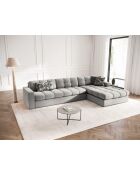 Yohan rechtes Ecksofa aus Strukturstoff 4 Sitze hellgrau - 236x160x72 cm