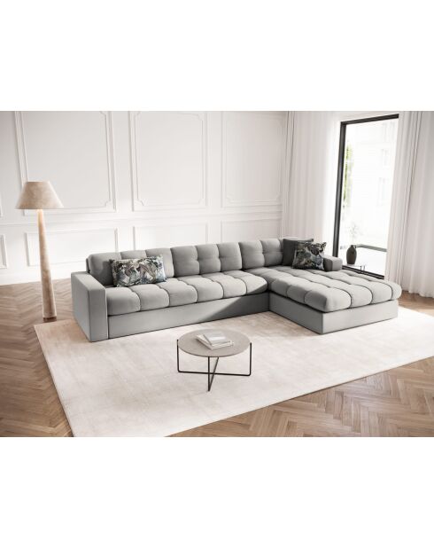 Yohan rechtes Ecksofa aus Strukturstoff 4 Sitze hellgrau - 236x160x72 cm