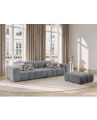 Luc bank in structurele stof 4 stoelen grijs - 244x99x77 cm