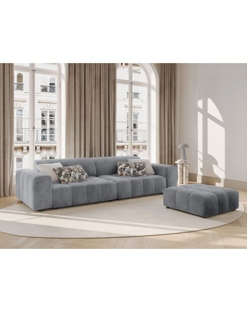 Luc Sofa aus Strukturstoff 4 Sitze grau - 244x99x77 cm