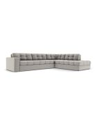 Yohan rechtes Ecksofa aus Strukturstoff 5 Sitze hellgrau - 236x199x72 cm