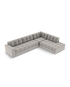 Yohan rechtes Ecksofa aus Strukturstoff 5 Sitze hellgrau - 236x199x72 cm
